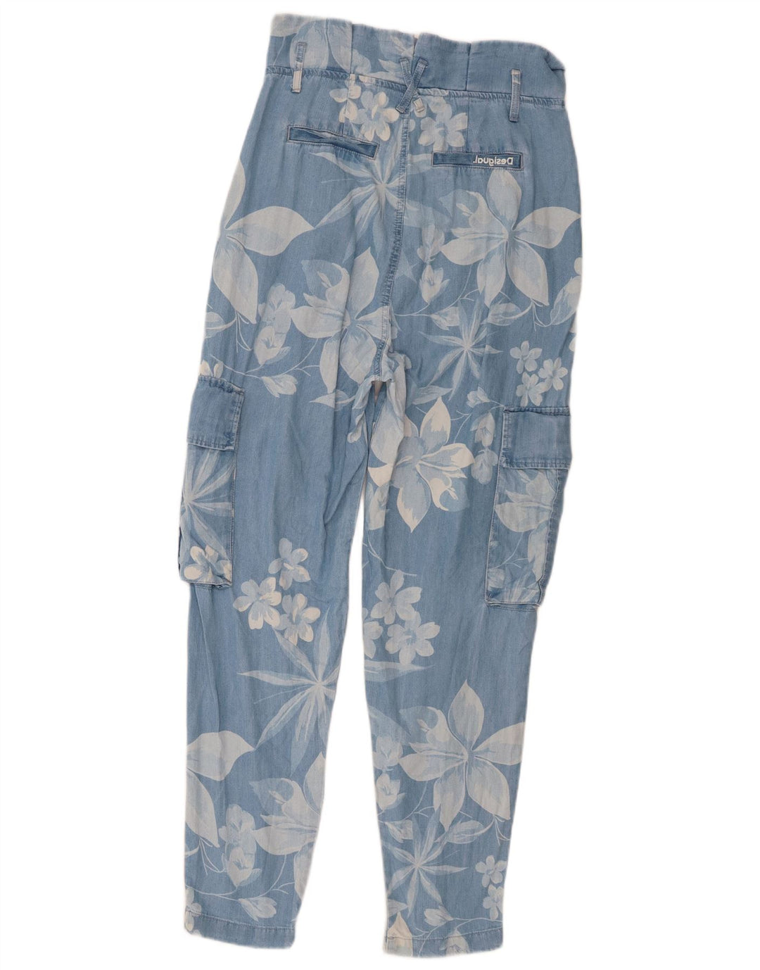 Damskie spodnie Cargo Harem Desigual Medium W32 L28 Niebieski kwiatowy Lyocell