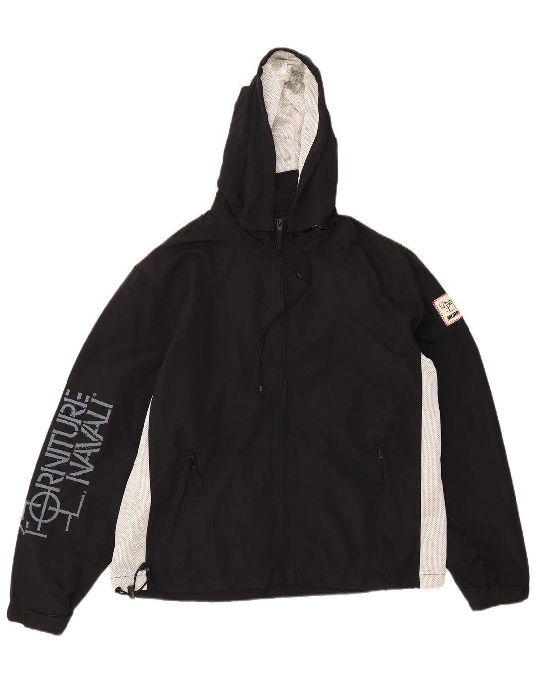 Męska kurtka przeciwdeszczowa Murphy & Nye o luźnym kroju z grafiką UK 36, mała czarna