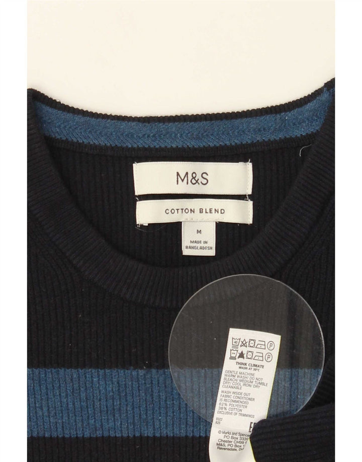 Marks & Spencer Męski sweter z okrągłym dekoltem, średni granatowy poliester