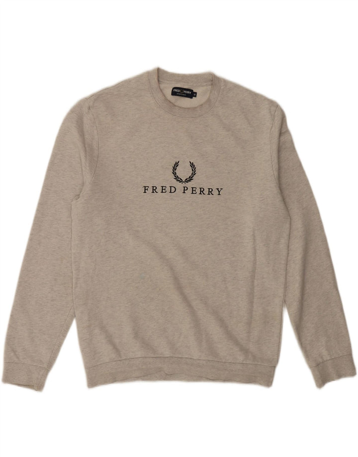 Męska bluza z grafiką Fred Perry, średnioszara, bawełniana