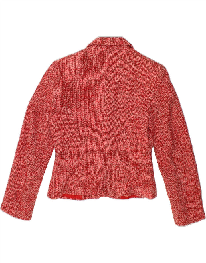 PINKO Womens Crop 3 Button Blazer Jacket UK 8 Small Red Herringbone Wool Vintage Pinko and Second-Hand Pinko from Messina Hembry 