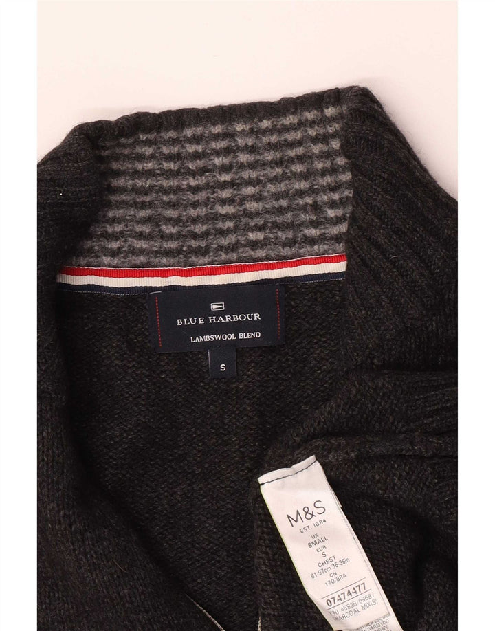 Męski sweter Marks & Spencer w kolorze niebieskim i zapinanym na zamek, mały, szary