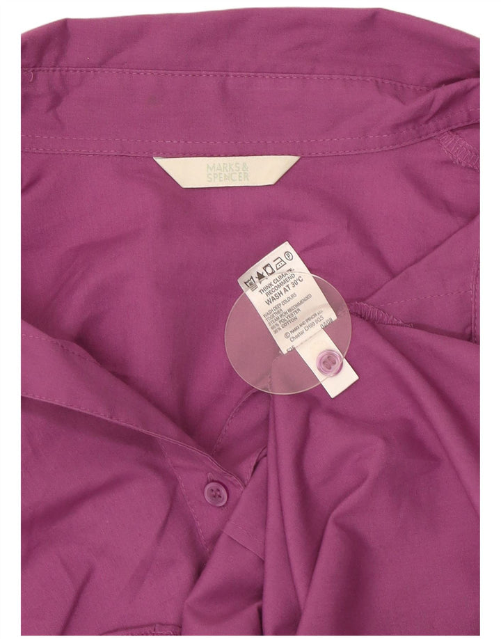 Marks & Spencer Damska koszula z rękawem 3/4, UK 18 XL, fioletowa, poliestrowa