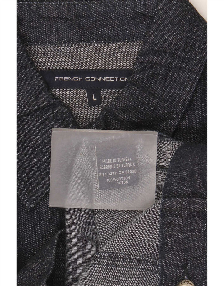Męska kurtka dżinsowa bomber French Connection UK 40, duża, granatowa, bawełniana