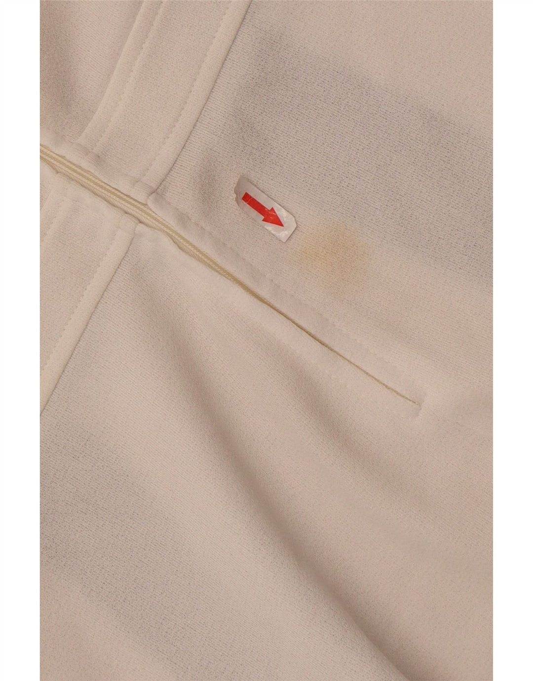 Damska bluzka bez rękawów w stylu vintage IT 46, duża, biała, z blokami kolorów