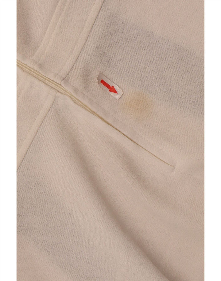 Damska bluzka bez rękawów w stylu vintage IT 46, duża, biała, z blokami kolorów