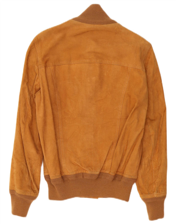 Vintage męska zamszowa kurtka bomber IT 48 średniej beżowej skóry