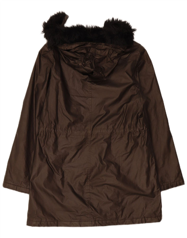 Damska kurtka parka z kapturem Marks & Spencer UK 10, mała, brązowa, poliamid