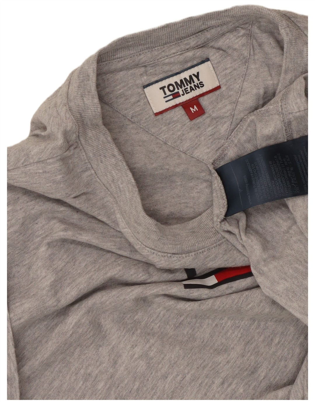 Damski T-shirt z grafiką TOMMY HILFIGER Top UK 14 Średnioszary, bawełniany nakrapiany