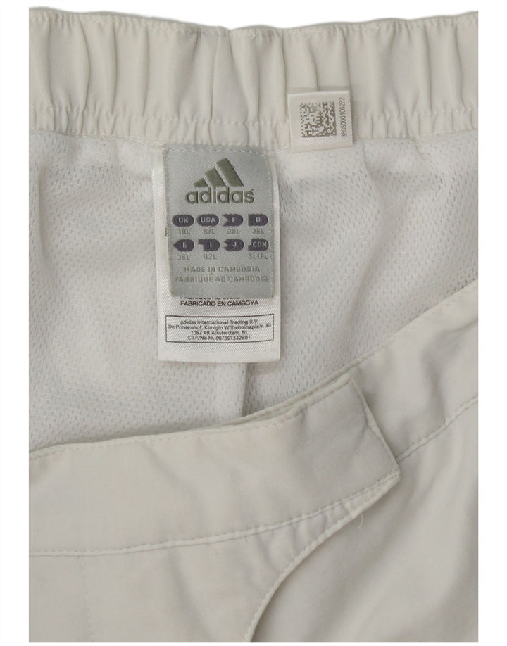 Wodoodporne spodnie damskie Adidas Climalite UK 10, małe, białe, poliestrowe