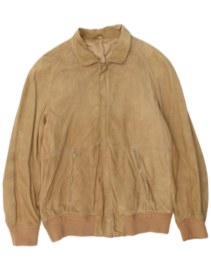 Niemiecka męska zamszowa kurtka bomber IT 52 XL w kolorze beżowym
