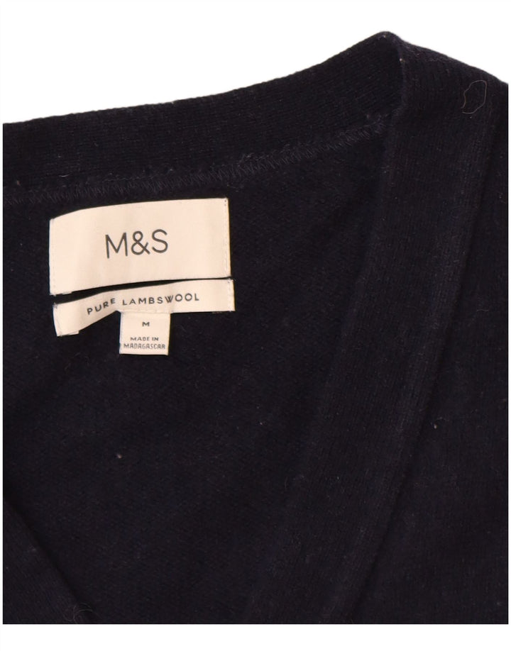 Marks & Spencer Męski sweter rozpinany, średni granat, wełna owcza