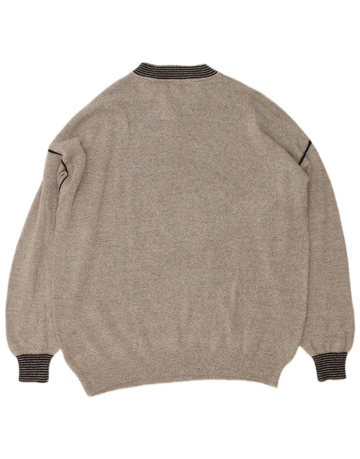 Il Granchio Męski sweter z grafiką i guzikami pod szyją, duży, w kolorze khaki, nakrapiany