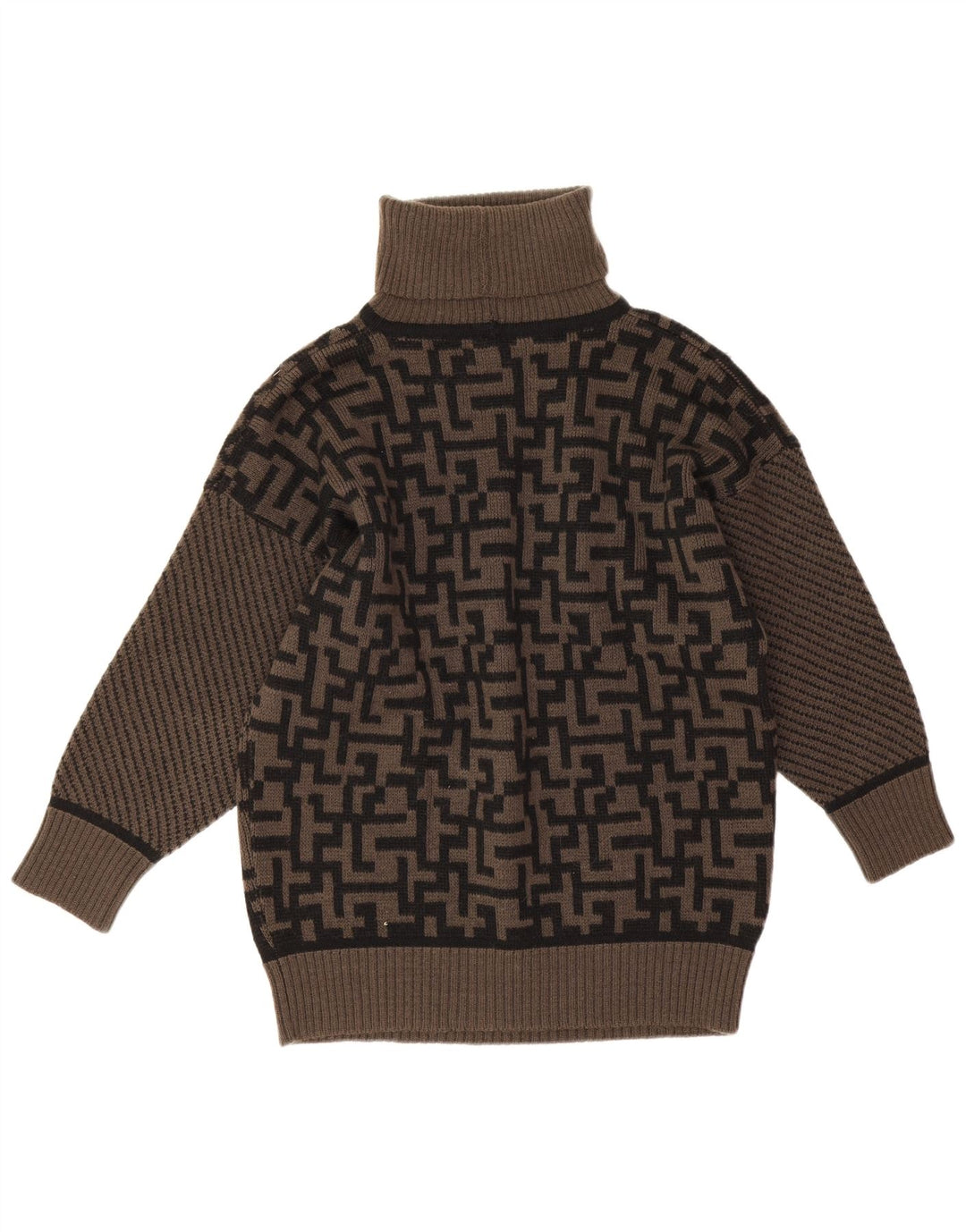i Blues Damski sweter z golfem IT 42 Średni brązowy geometryczny