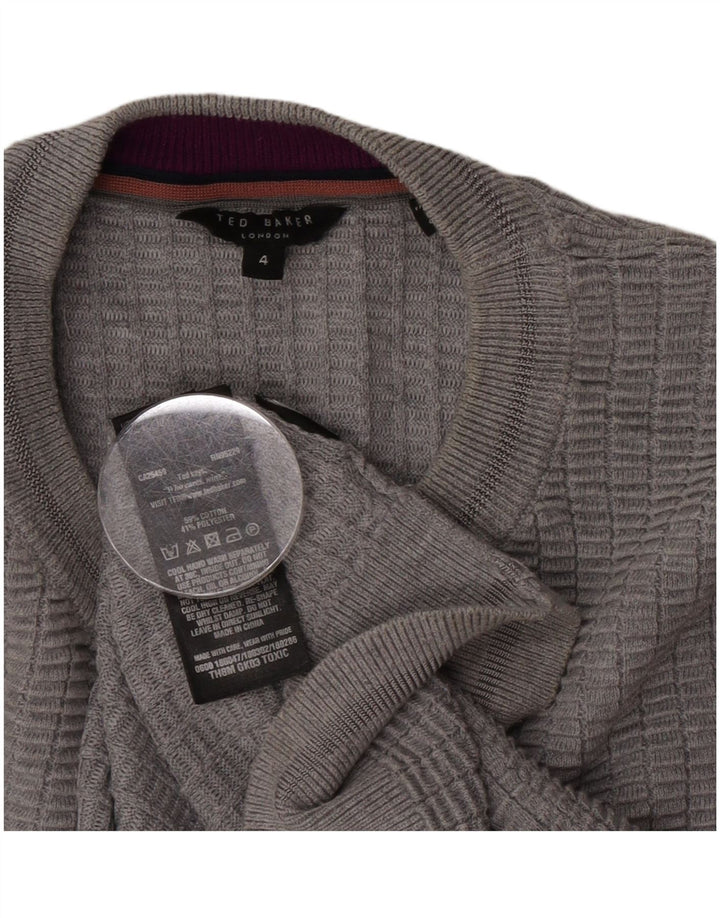 Męski sweter Ted Baker z okrągłym dekoltem, rozmiar 4, duży, szary, bawełniany