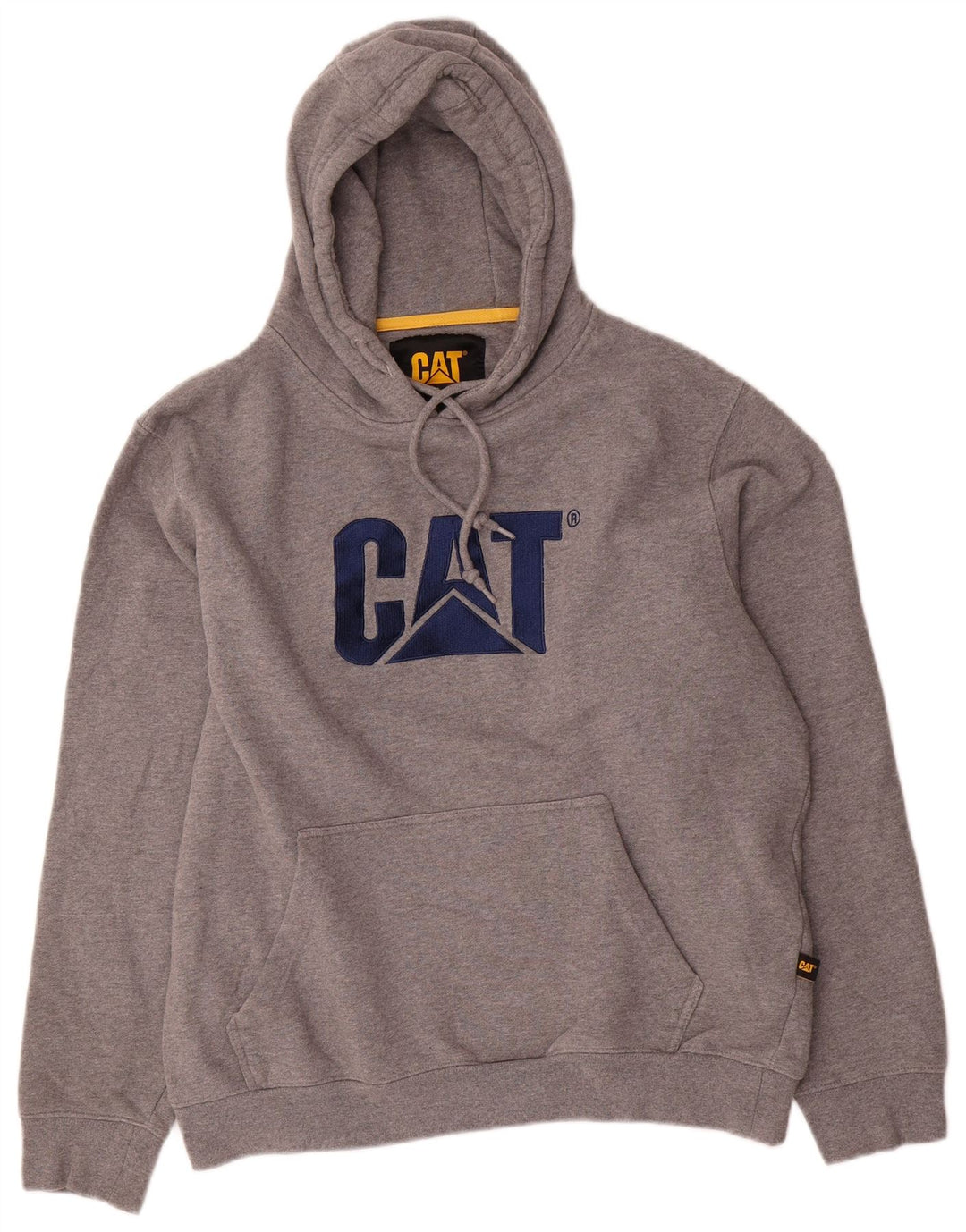 Męski sweter z kapturem CAT, duży, szary, bawełniany