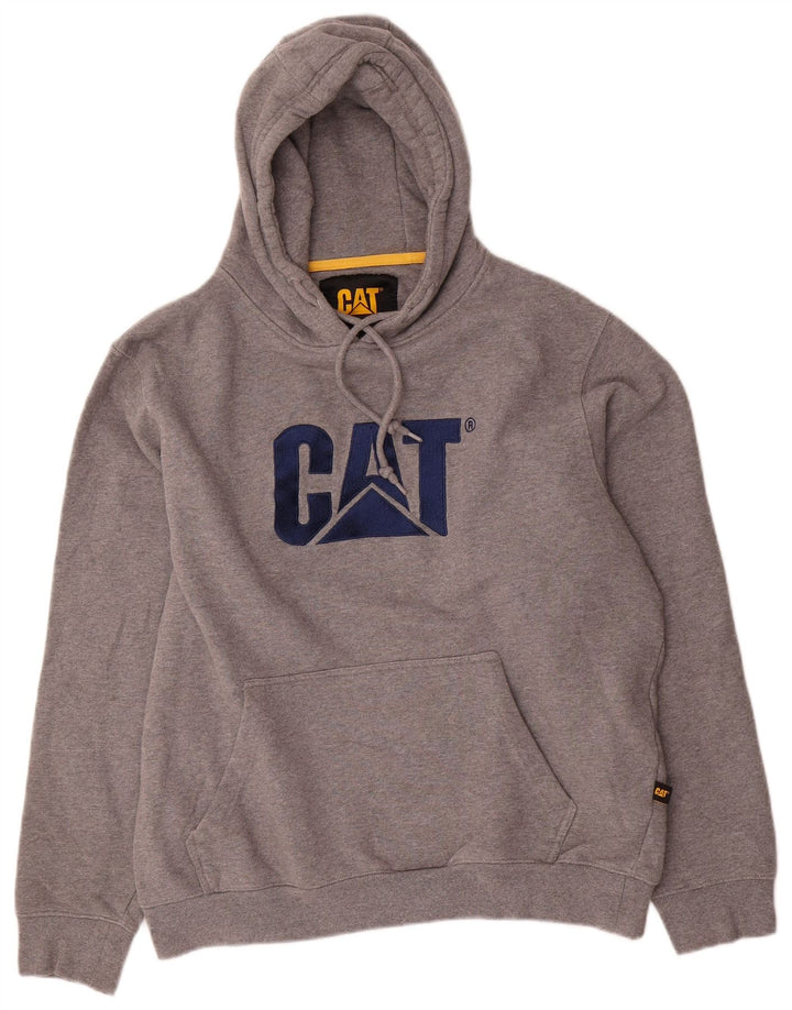 Męski sweter z kapturem CAT, duży, szary, bawełniany
