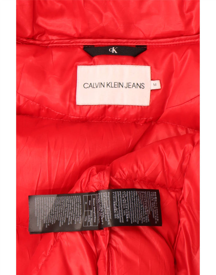Damska ocieplana kurtka z kapturem Calvin Klein Jeans UK 14, średni czerwony poliester