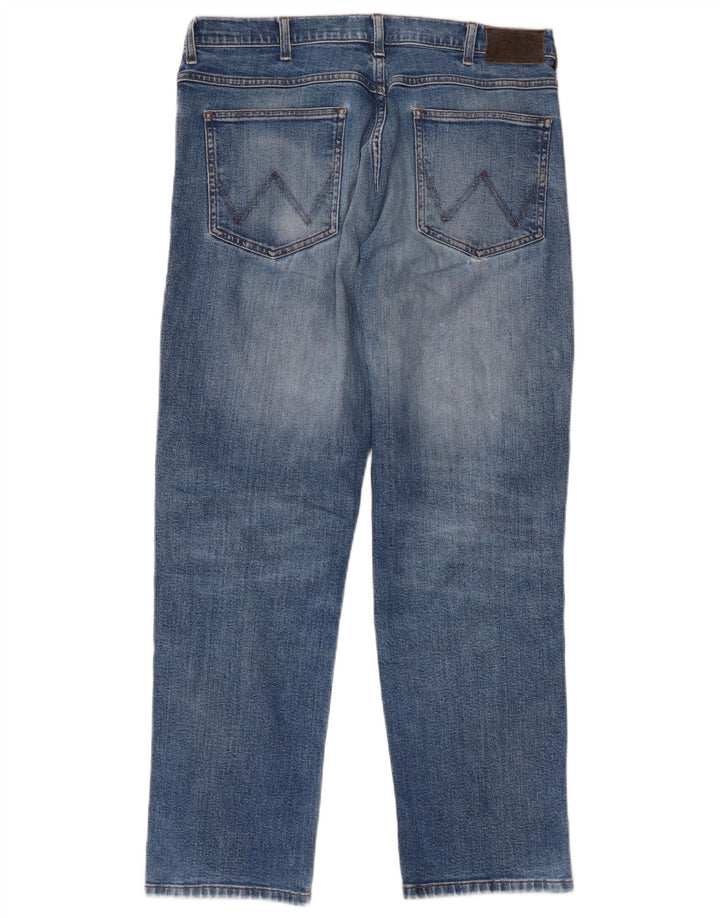Męskie proste dżinsy WRANGLER W34 L30, niebieska bawełna