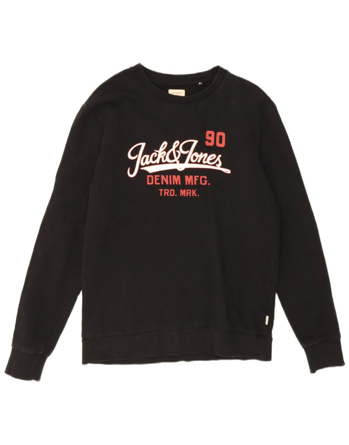 Męska bluza z grafiką Jack & Jones, duża, czarna, bawełniana