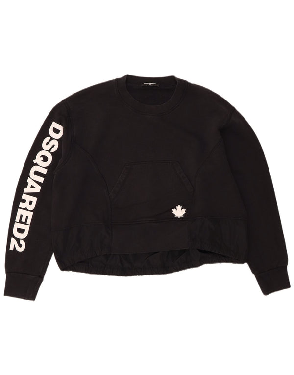Dsquared2 Girls Oversized Graphic Crop Sweatshirt Jumper 15-16 Years Black