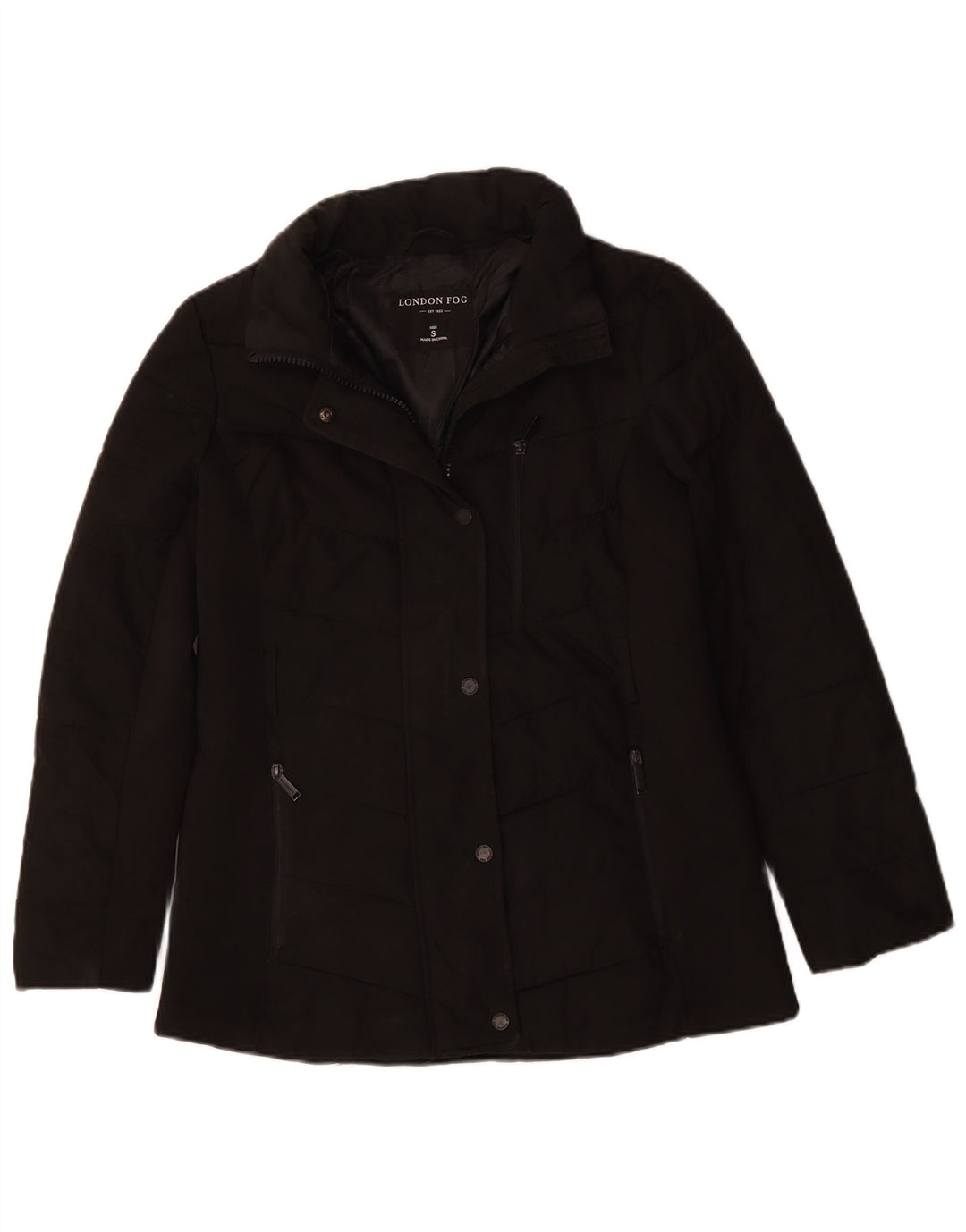 Damska kurtka oversize LONDON FOG, wyściełana UK 10, mała, czarna, z poliestru