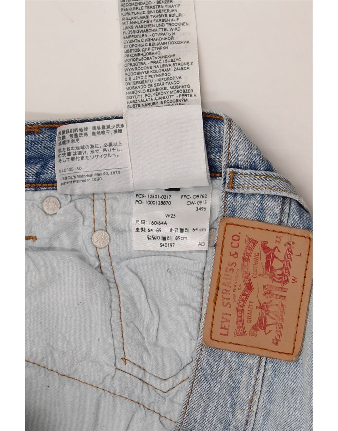 Damskie spodenki jeansowe LEVI'S W25 XS, niebieska bawełna