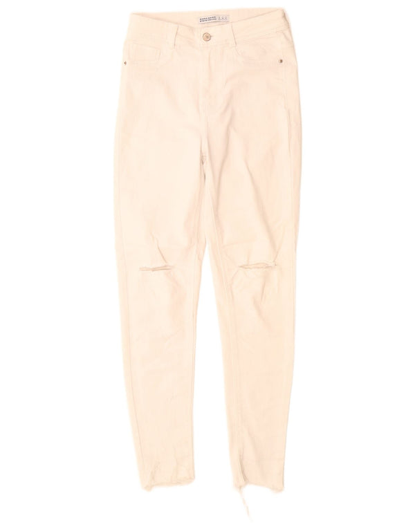 Damskie dżinsy rurki Zara w trudnej sytuacji EU 36 XS W26 L28 Biała bawełna