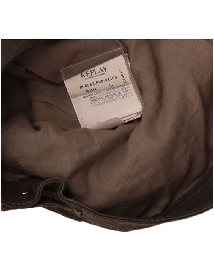 Kurtka skórzana damska REPLAY UK 10, mała, szara skóra