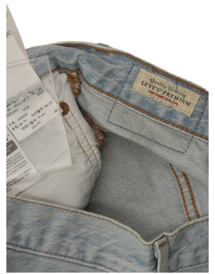 Damskie spodenki jeansowe LEVI'S 501 z wysokim stanem W26, małe, niebieskie, bawełniane