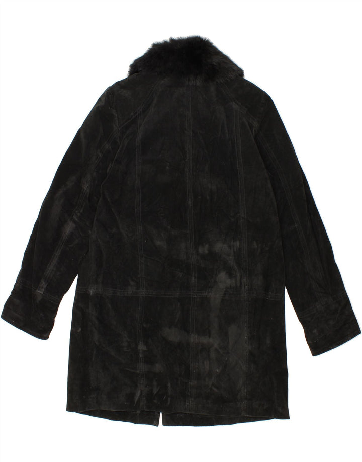 ZARRO Womens Suede Overcoat IT 44 Medium Black Leather Vintage Zarro and Second-Hand Zarro from Messina Hembry 