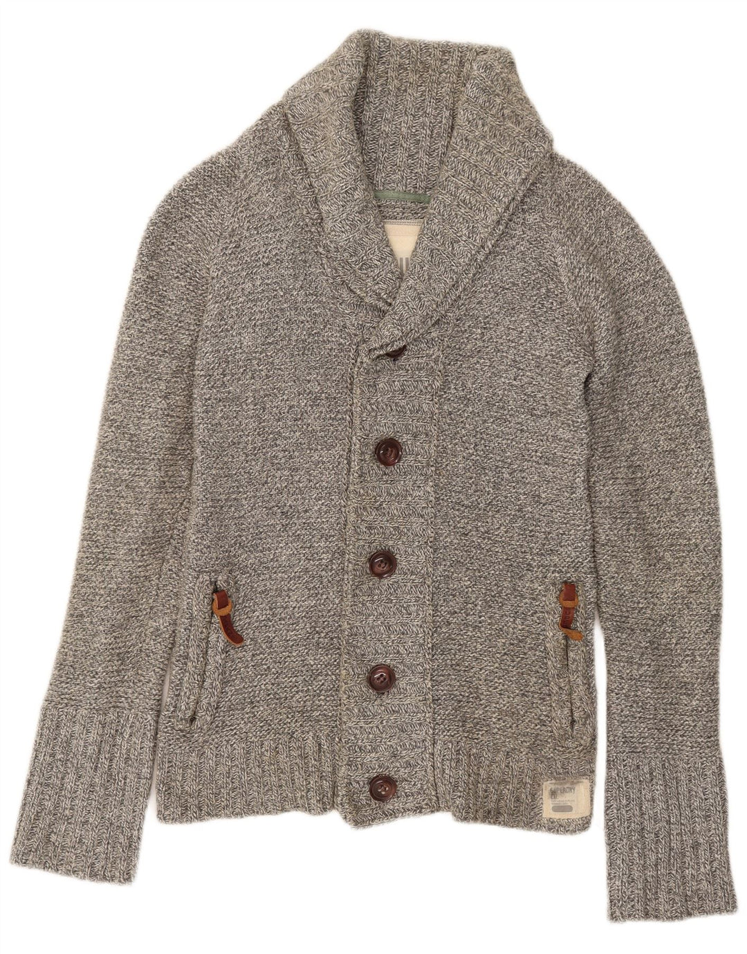 Męski sweter kardigan Superdry, średnioszary, bawełniany
