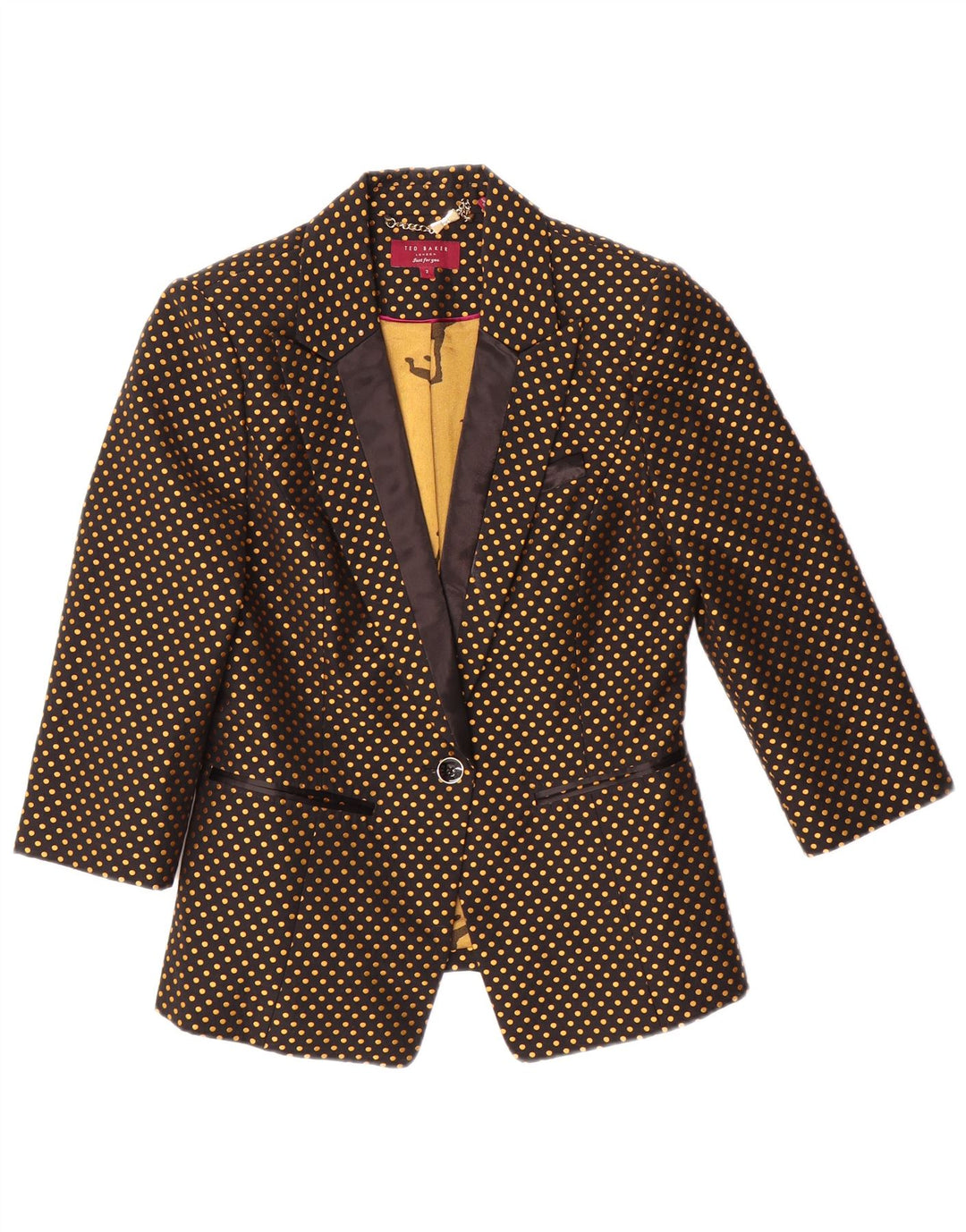 TED BAKER Damska marynarka z rękawem 3/4, rozmiar 2, mała, czarna w kropki