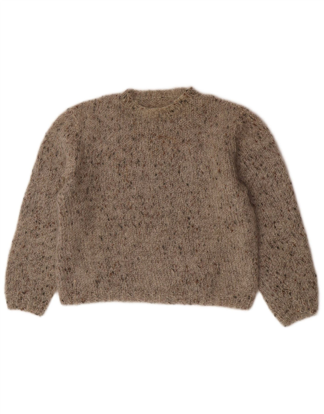 Sweter damski w stylu vintage z okrągłym dekoltem UK 14, średni szary nakrapiany