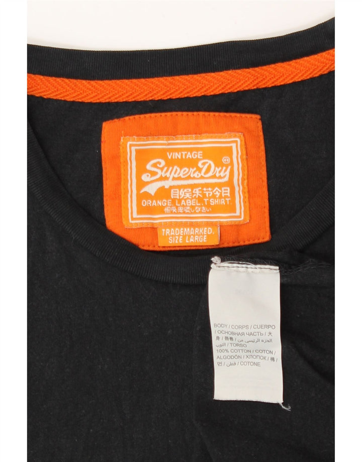 Męski T-shirt Superdry, duży, czarny, bawełniany
