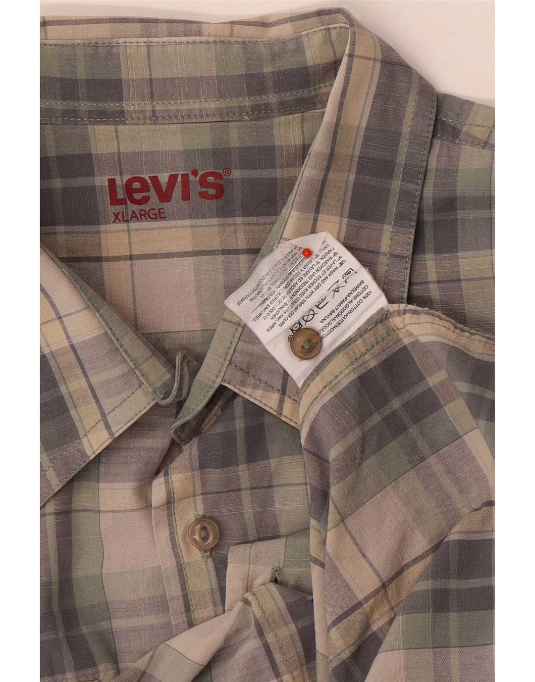 Koszula męska z krótkim rękawem Levi's XL, bawełniana szara krata