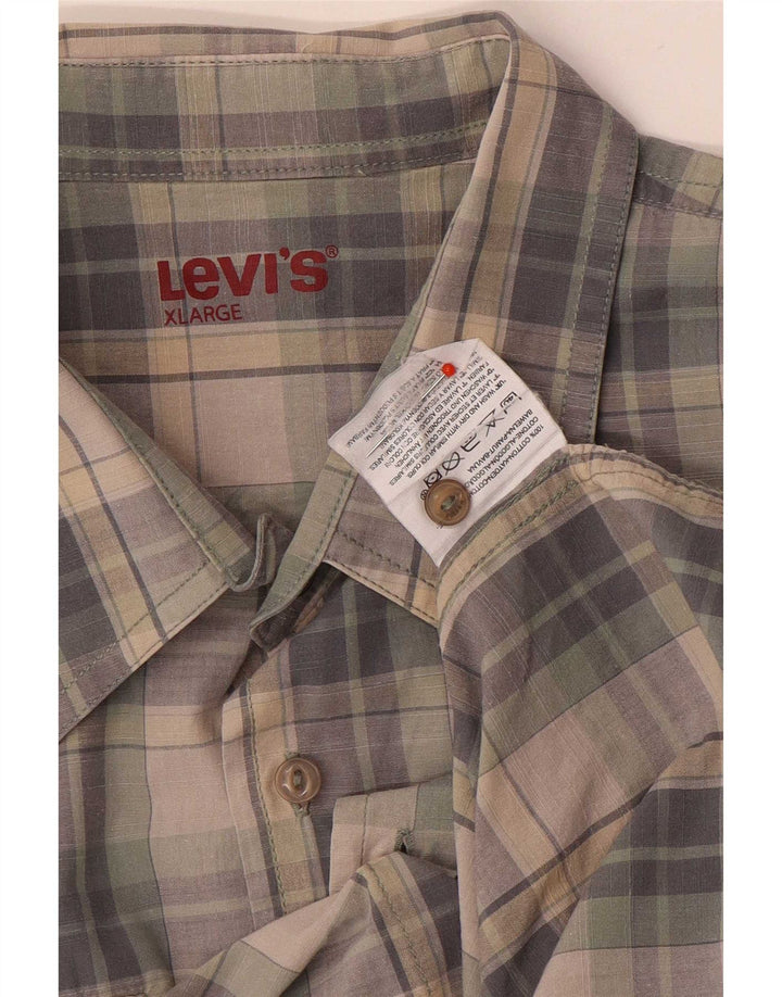 Koszula męska z krótkim rękawem Levi's XL, bawełniana szara krata