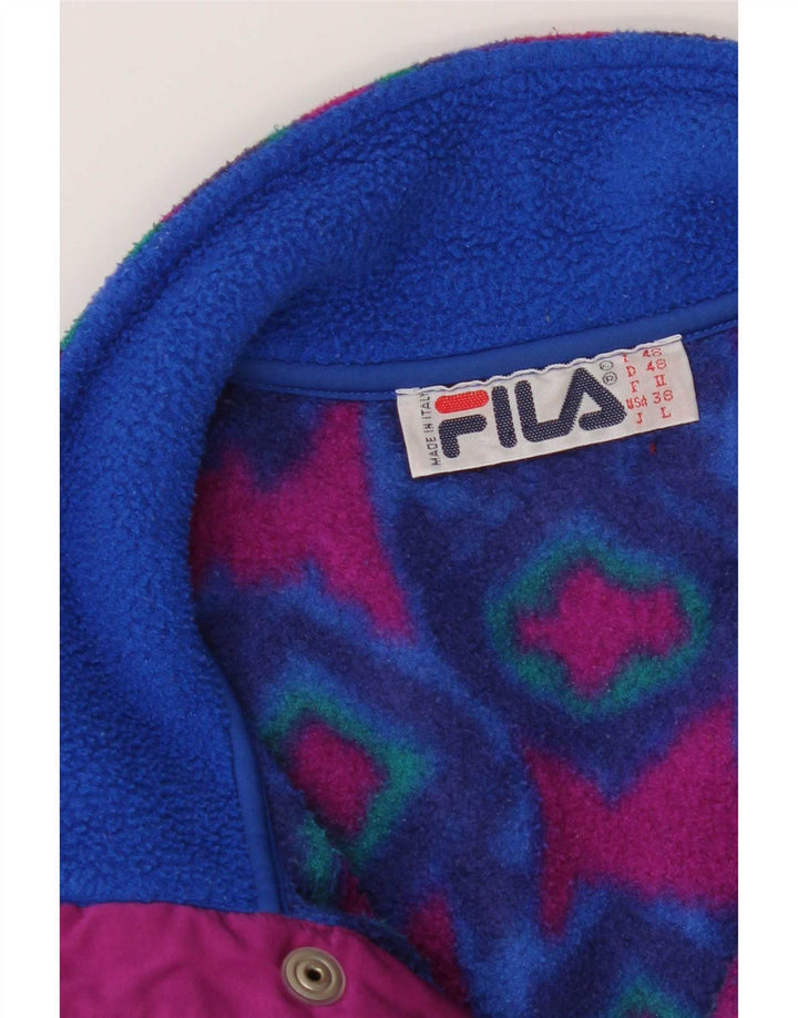 Męski sweter polarowy Fila z guzikami pod szyją IT 48 Średni niebieski geometryczny
