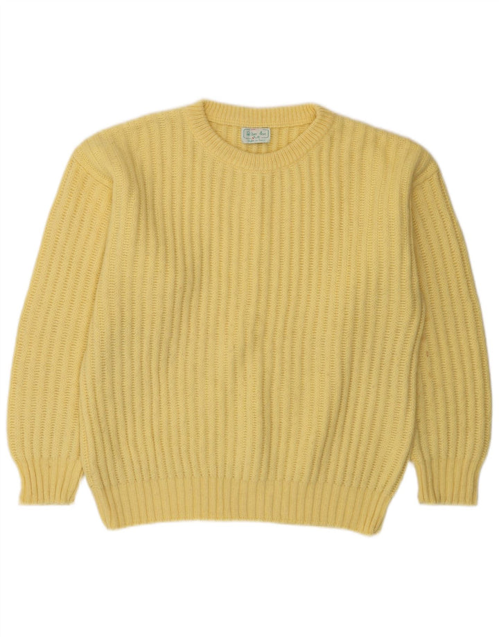 Męski sweter z wycięciem pod szyją Benetton IT 48 Średni żółty akryl