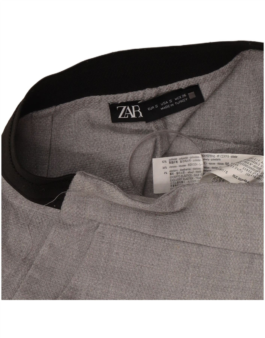 Damskie spodnie garniturowe Zara, małe, W26 L28, szary poliester