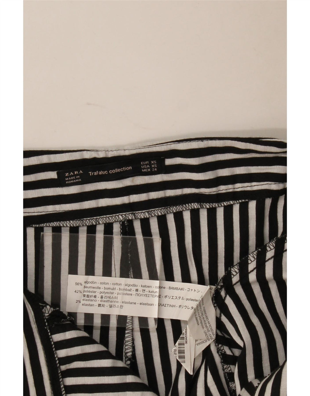 Skort damski Zara UK 4 XS, bawełniana w czarne paski