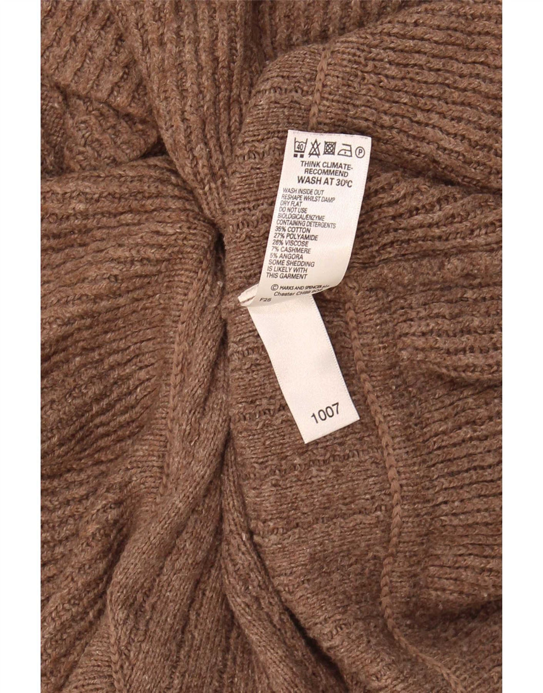 Marks & Spencer Damski sweter kardigan UK 12 Średni brązowy bawełniany