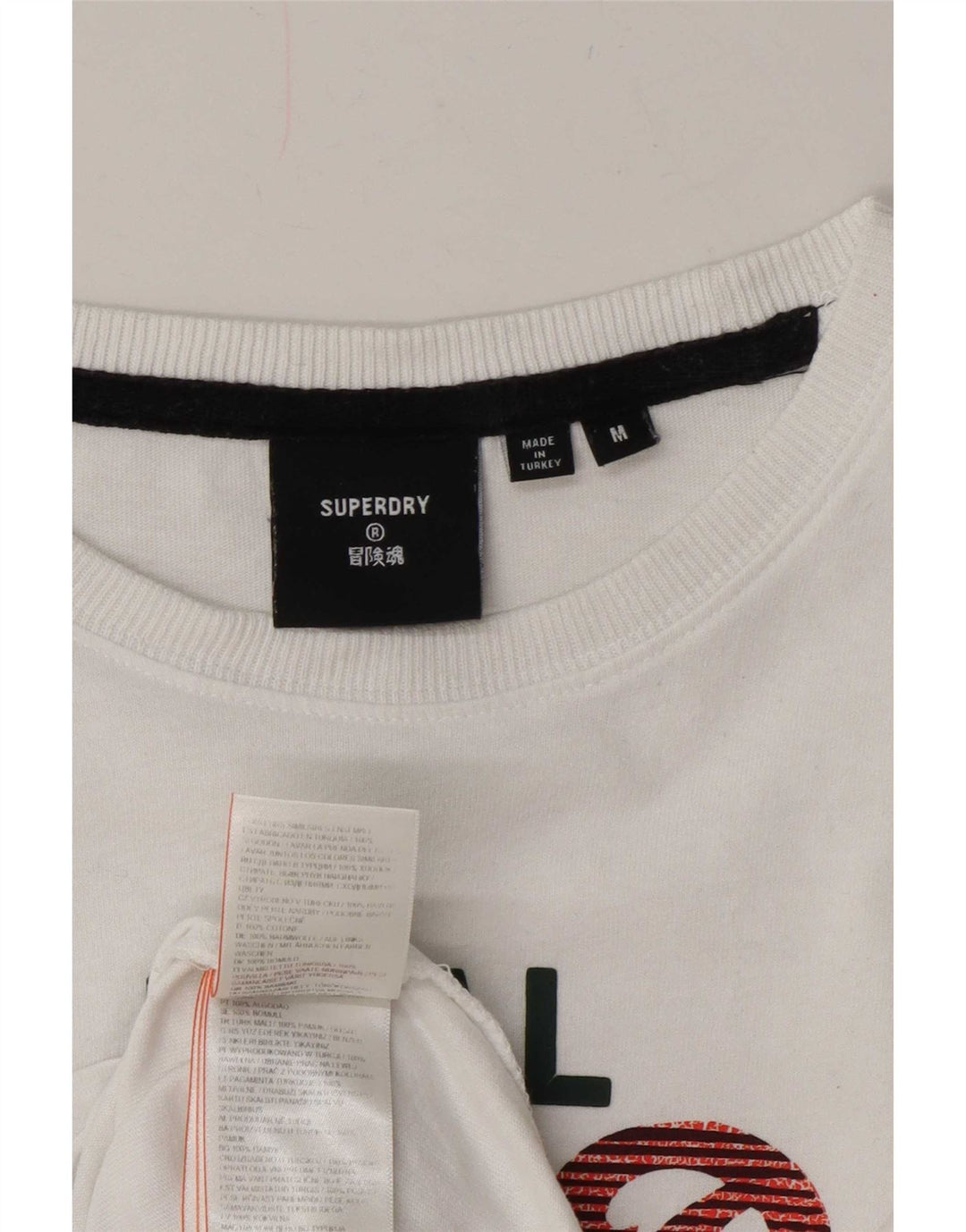 Męski T-shirt z grafiką Superdry, średni biały bawełniany