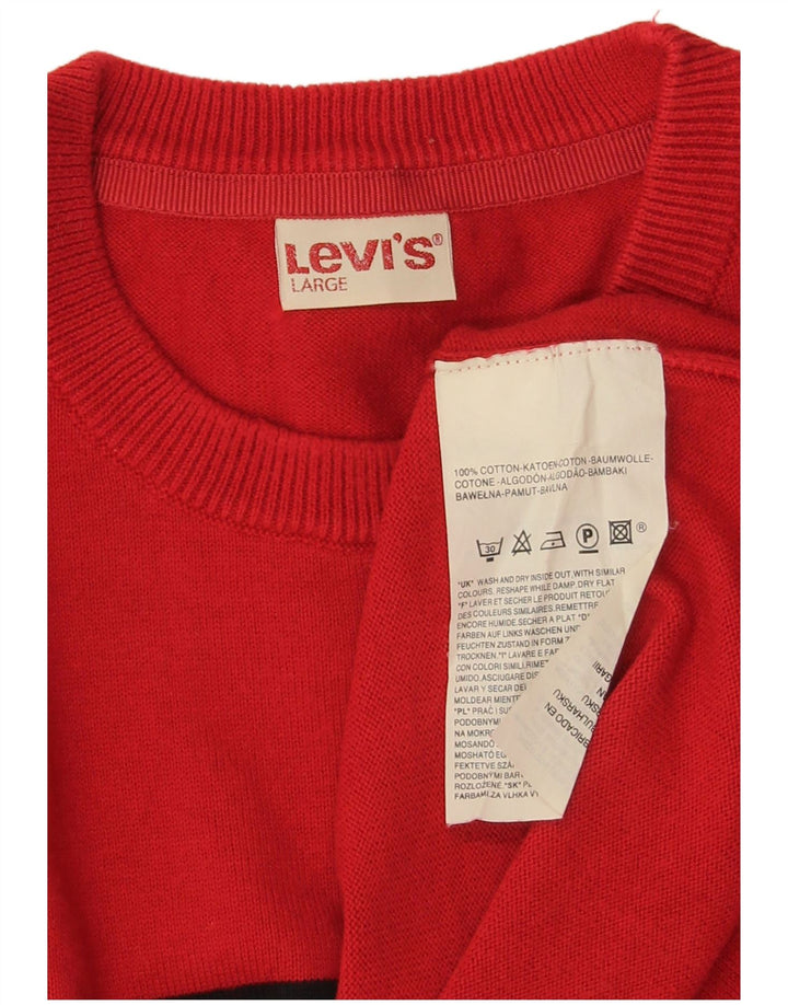 Męski sweter Levi's z okrągłym dekoltem, duży, bawełniany w czerwone paski
