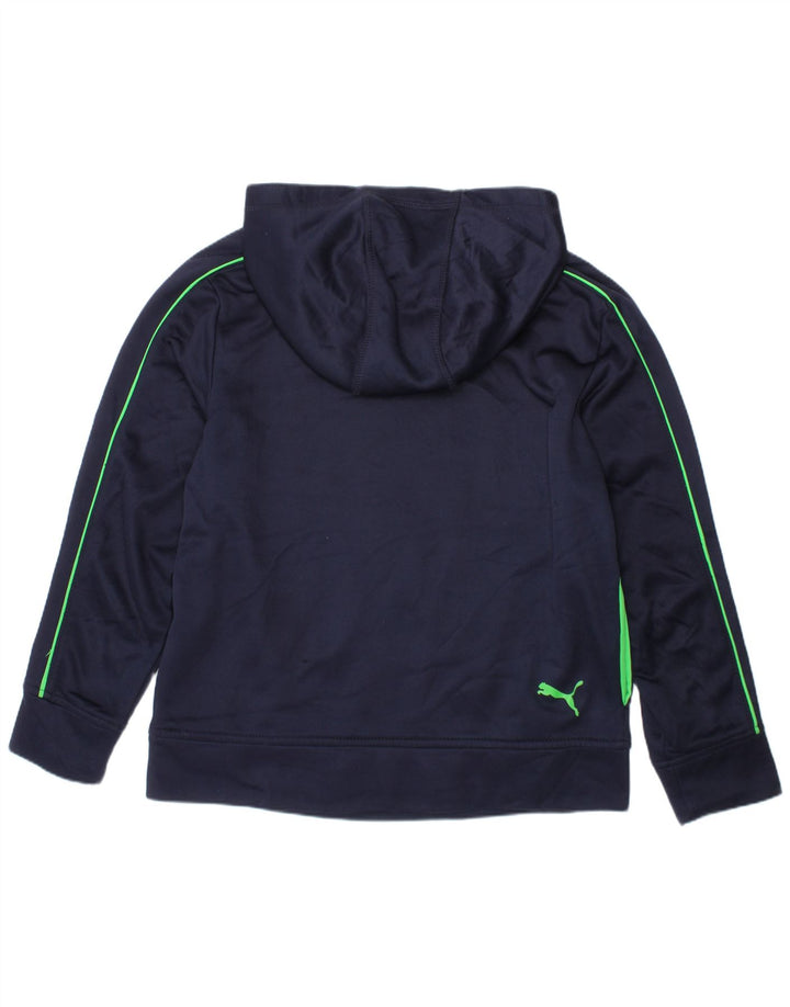 Chłopięcy sweter z kapturem i grafiką PUMA, 7-8 lat, mały, granatowy, poliester
