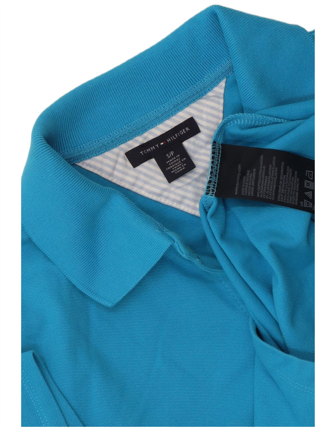 Damska koszulka polo TOMMY HILFIGER UK 10, mała, niebieska, bawełniana