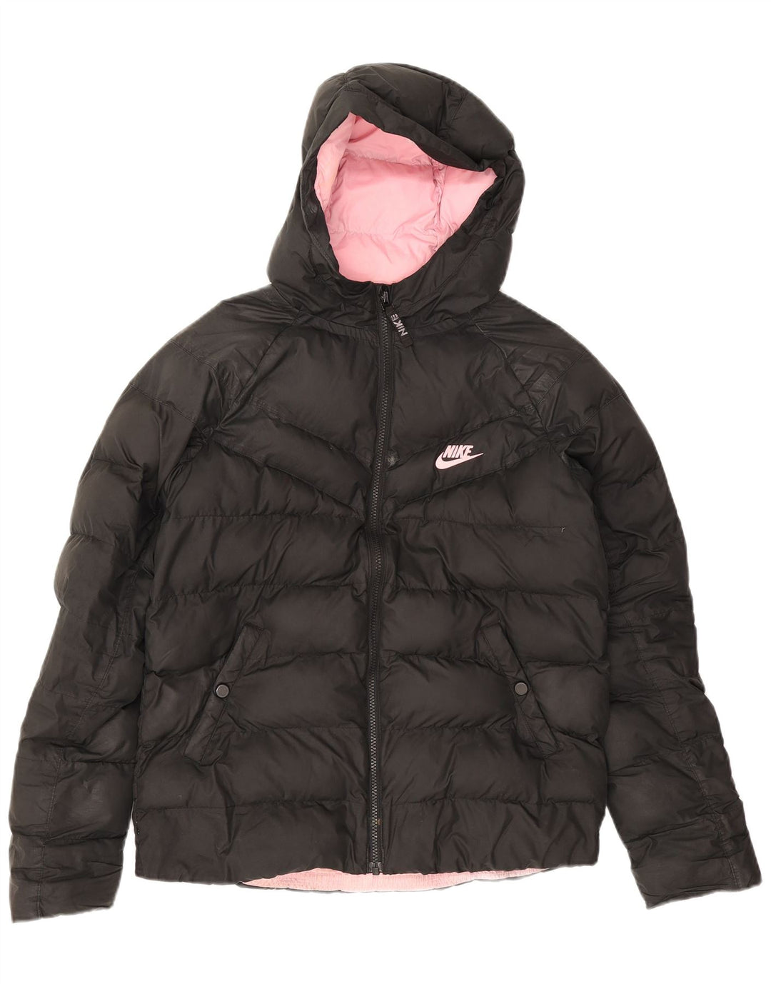 Wyściełana kurtka dziewczęca z kapturem i kapturem Nike 13-14 lat XL, czarna, poliestrowa