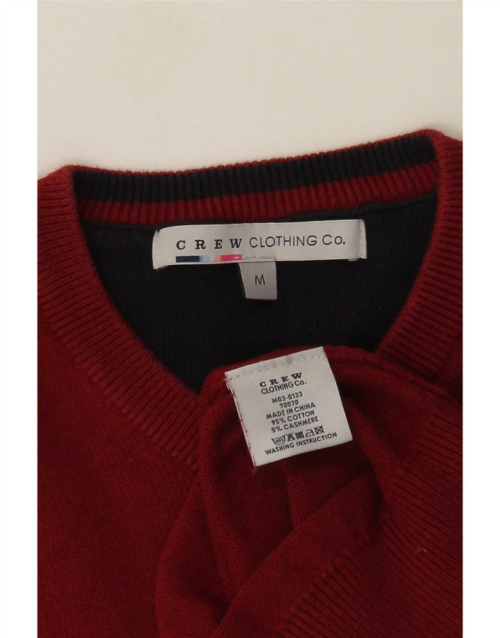 J. Crew Męski sweter z dekoltem w kształcie litery V, średnioczerwony, bawełniany