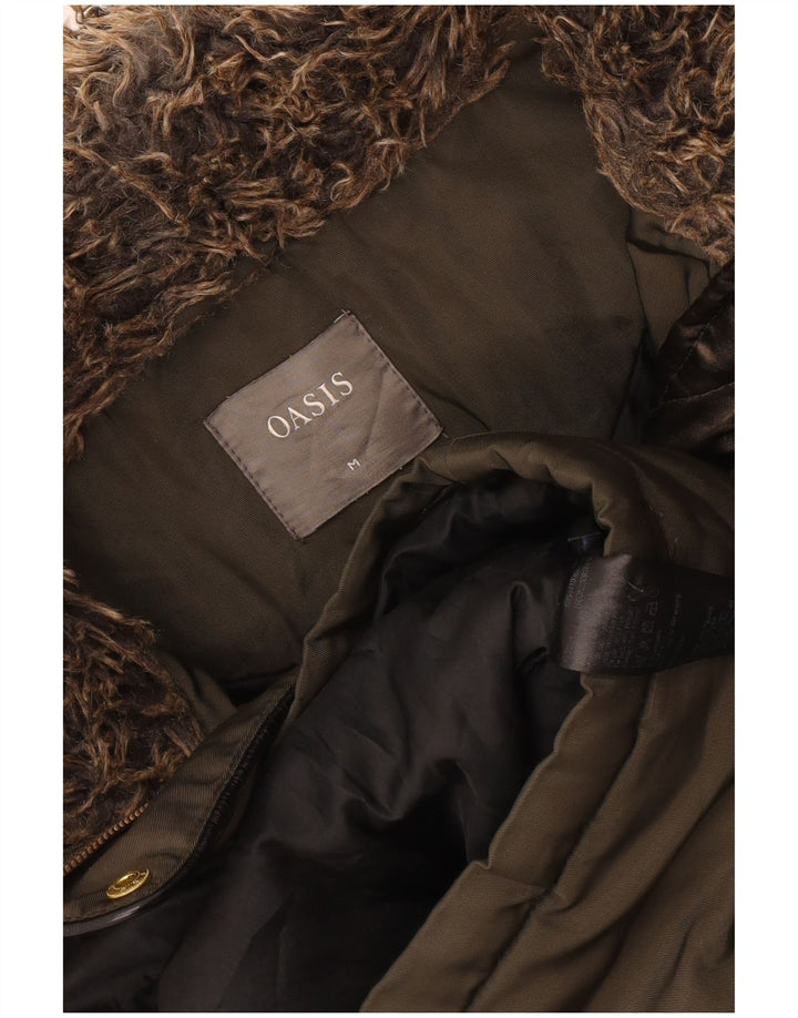 Damska kurtka parka z kapturem Oasis UK 14, średni khaki, poliester