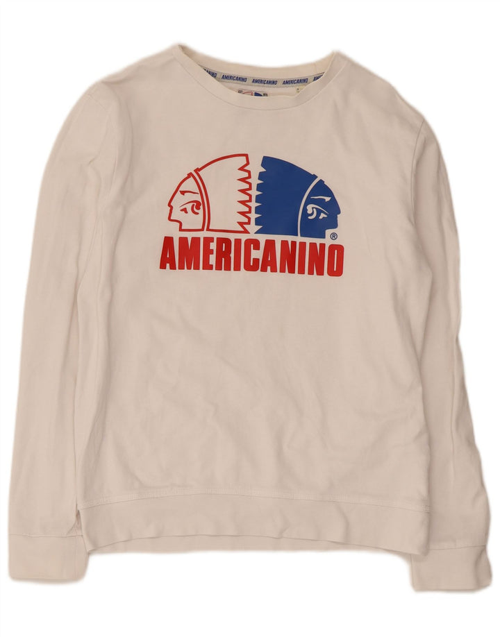 Damska bluza z grafiką Americanino, UK 12, średnia biała bawełna